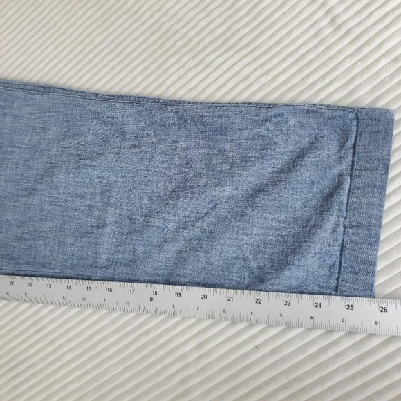 Lands End Pull On Ankle Pants Womens 12 Mid Rise Elastic Waist Chambray Pockets - Picture 10 of 11